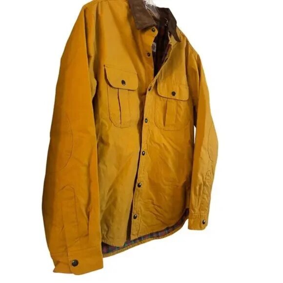 J.Crew British Millerain Mustard Brown Military Waxed Cotton Jacket Men’s Size M - Picture 3 of 8